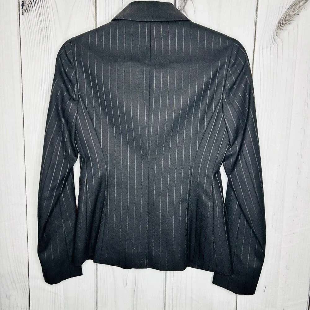 NWOT Theory Nettie Black Pin Stripe Wool Blend Blazer Sz 00 Two Button